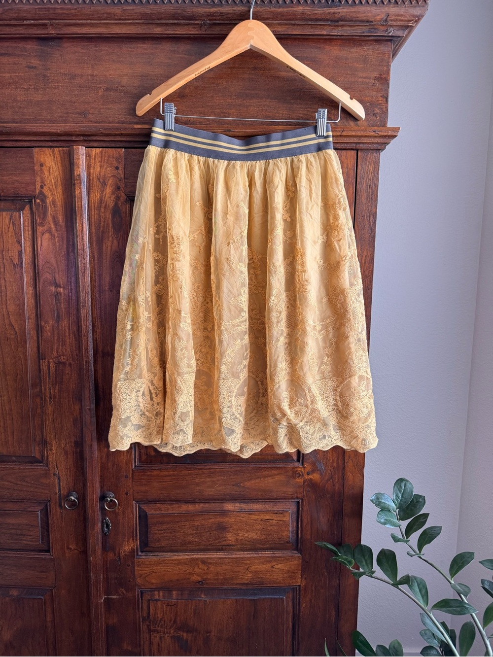 Ariat Stevie Mustard Yellow Floral Lace Skirt Western Boho Cowgirl